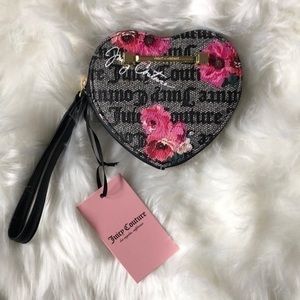 Juicy Couture Heart Wristlet wallet with flowers